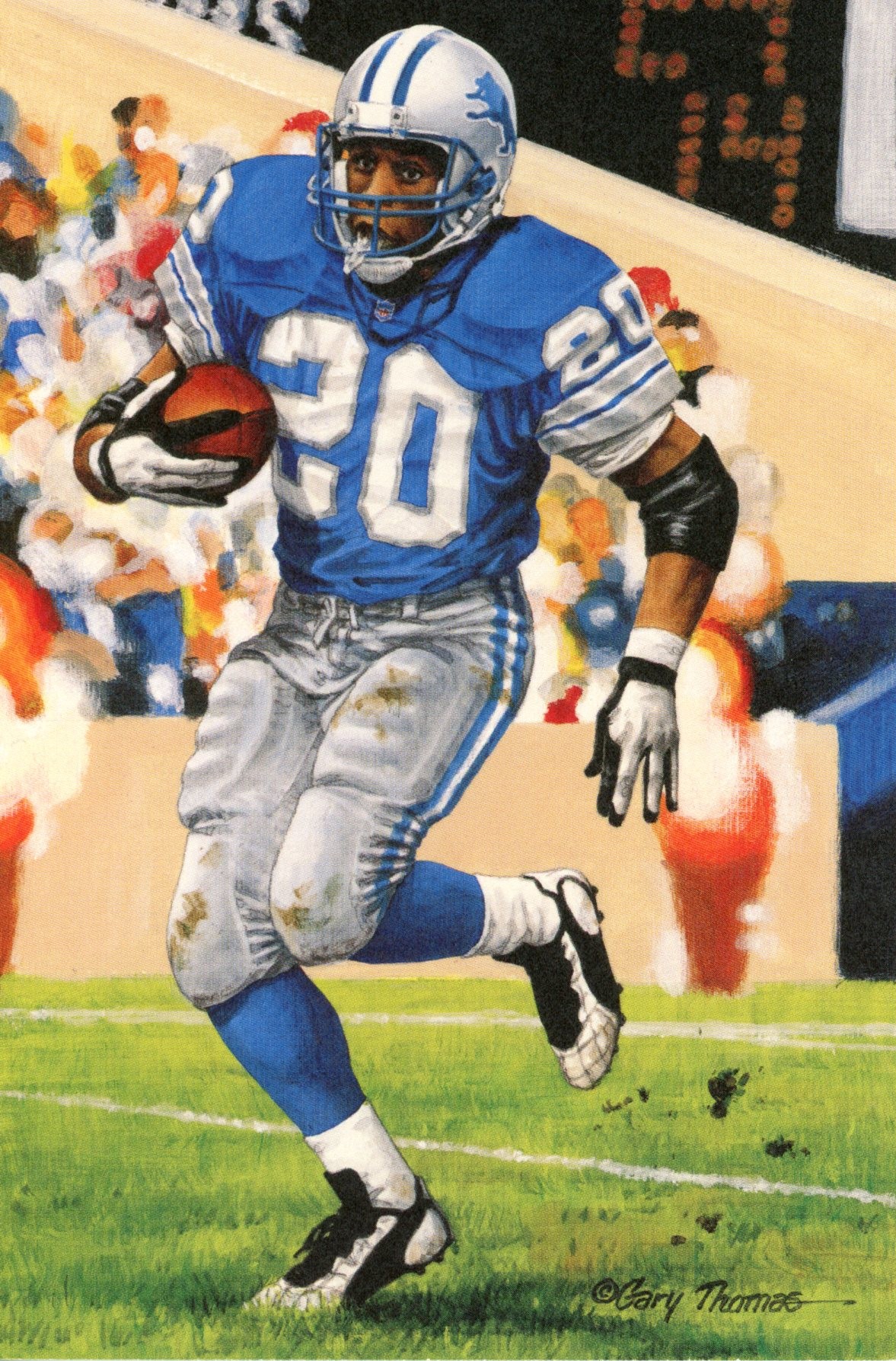 Barry Sanders Detroit Lions Goal Line Art Card Class of 2004 58149 1 Barry Sanders Detroit Lions Goal Line Art Card Class of 2004 58149