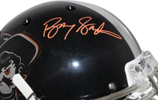 Barry Sanders Signed Oklahoma State Cowboys Authentic Icy Black Helmet BAS 25713