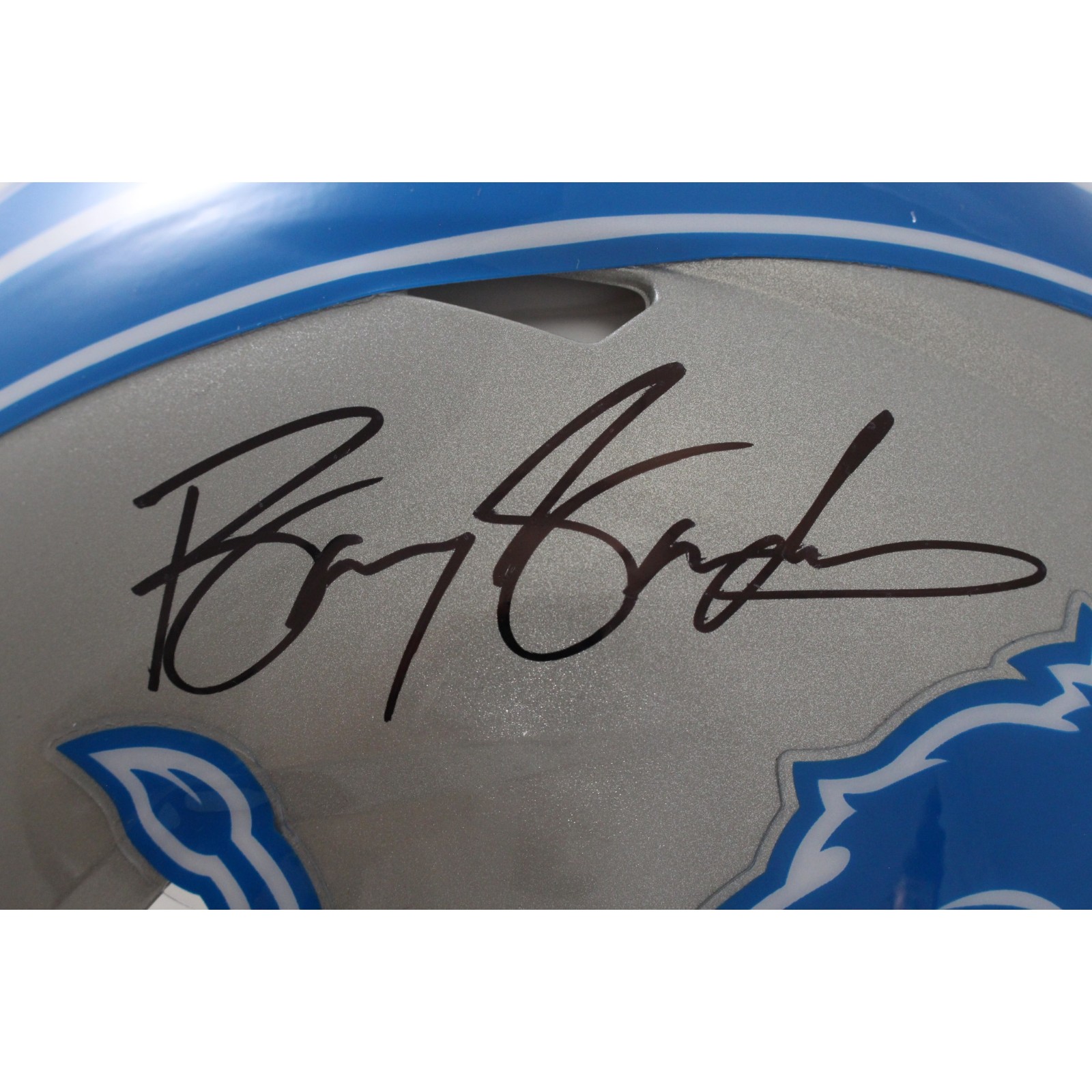 Barry Sanders Autographed Detroit Lions Authentic 22 Alt Helmet Beckett W 57145 2 Barry Sanders Autographed Detroit Lions Authentic 22 Alt Helmet Beckett W 57145
