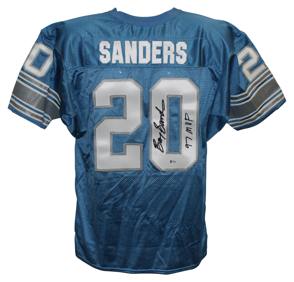 Barry Sanders Autographed/Signed Pro Style Blue XL Jersey 97 MVP BAS 31961