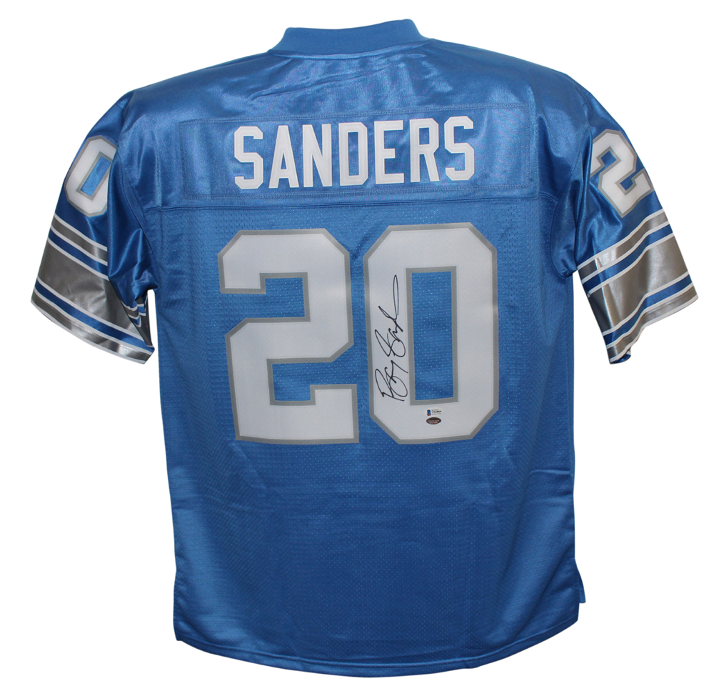 Barry Sanders Autographed/Signed Detroit Lions Blue XL Jersey BAS 27673