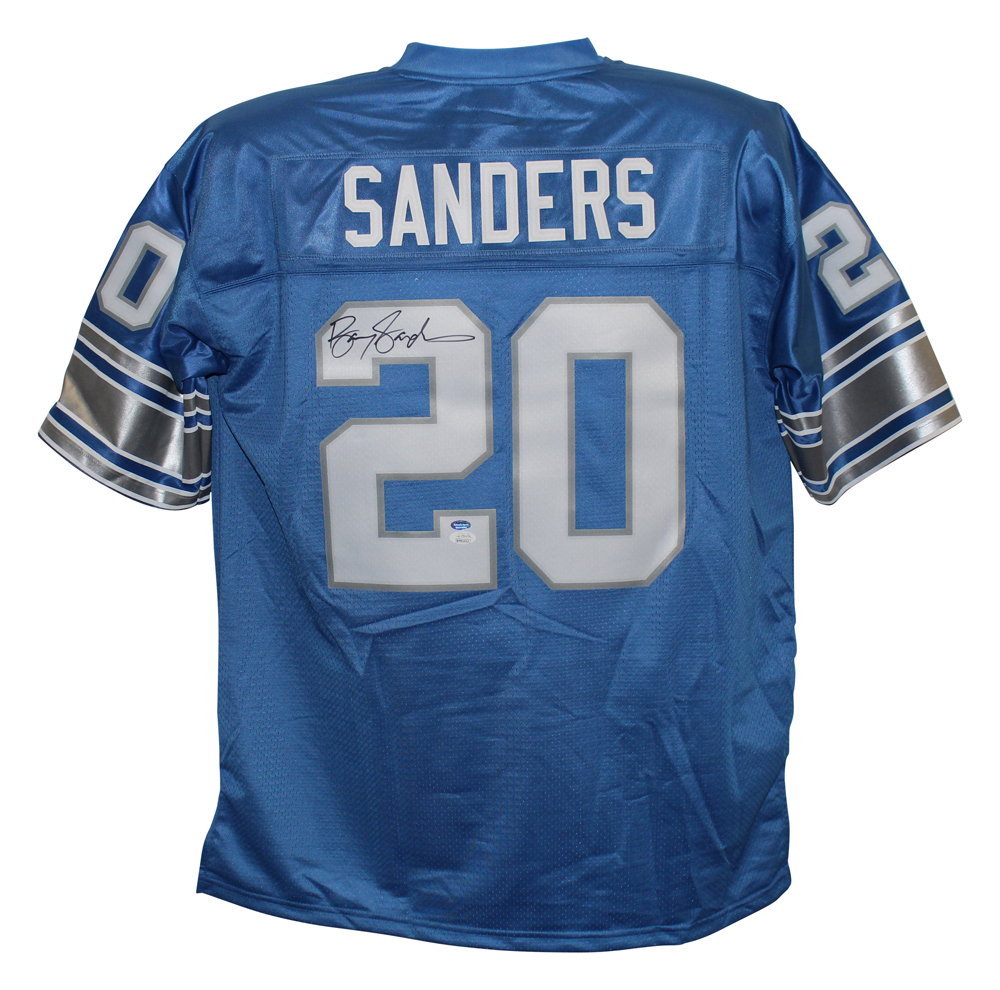 Barry Sanders Autographed Detroit Lions NFL Replica Blue XL Jersey JSA 25711