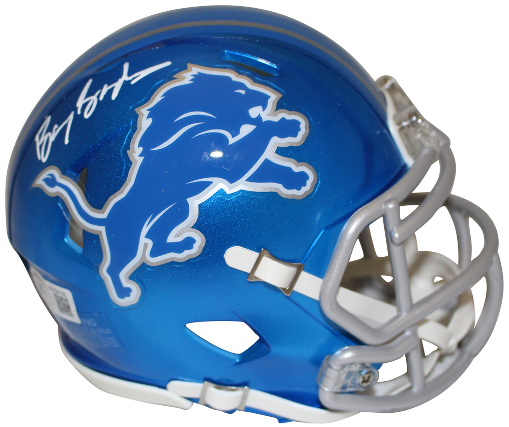 Barry Sanders Autographed/Signed Detroit Lions Flash Mini Helmet Beckett