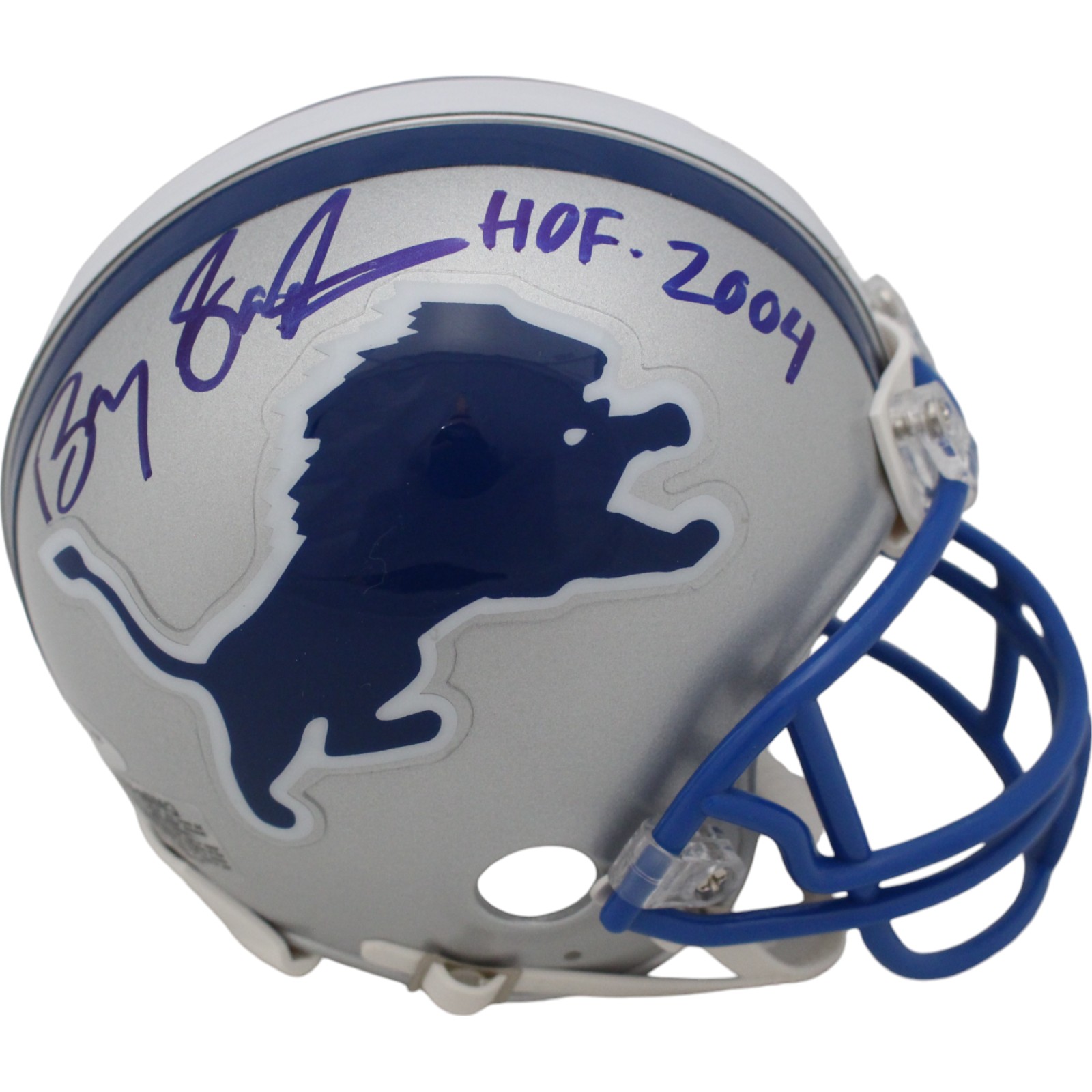 Barry Sanders Autographed/Signed Detroit Lions VSR4 Mini Helmet SCH