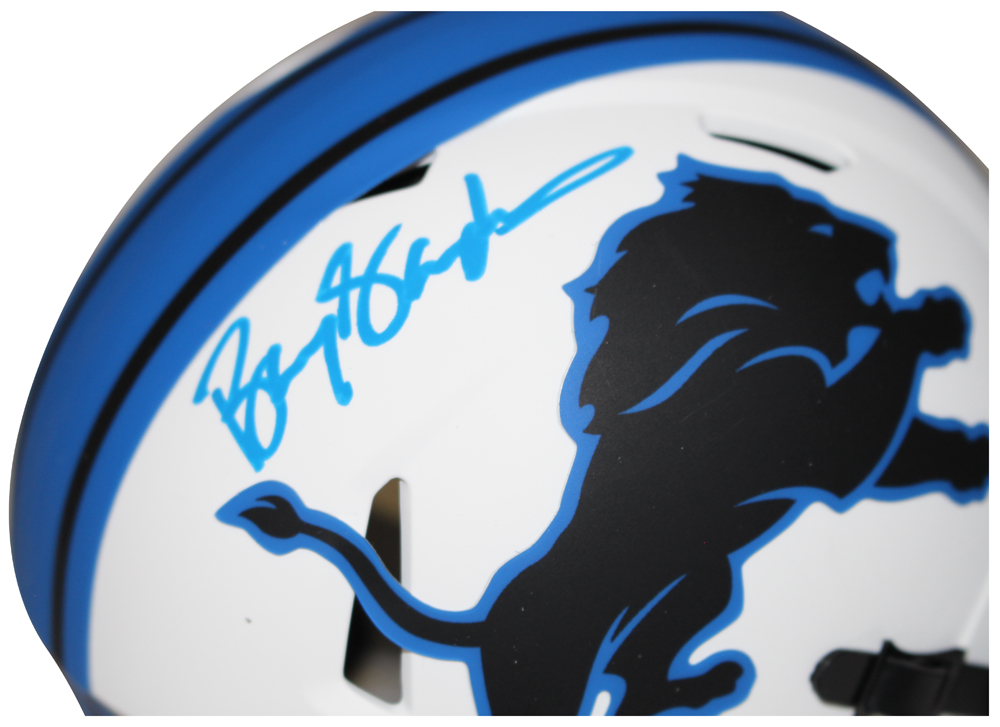 Barry Sanders Autographed/Signed Detroit Lions Lunar Mini Helmet Beckett