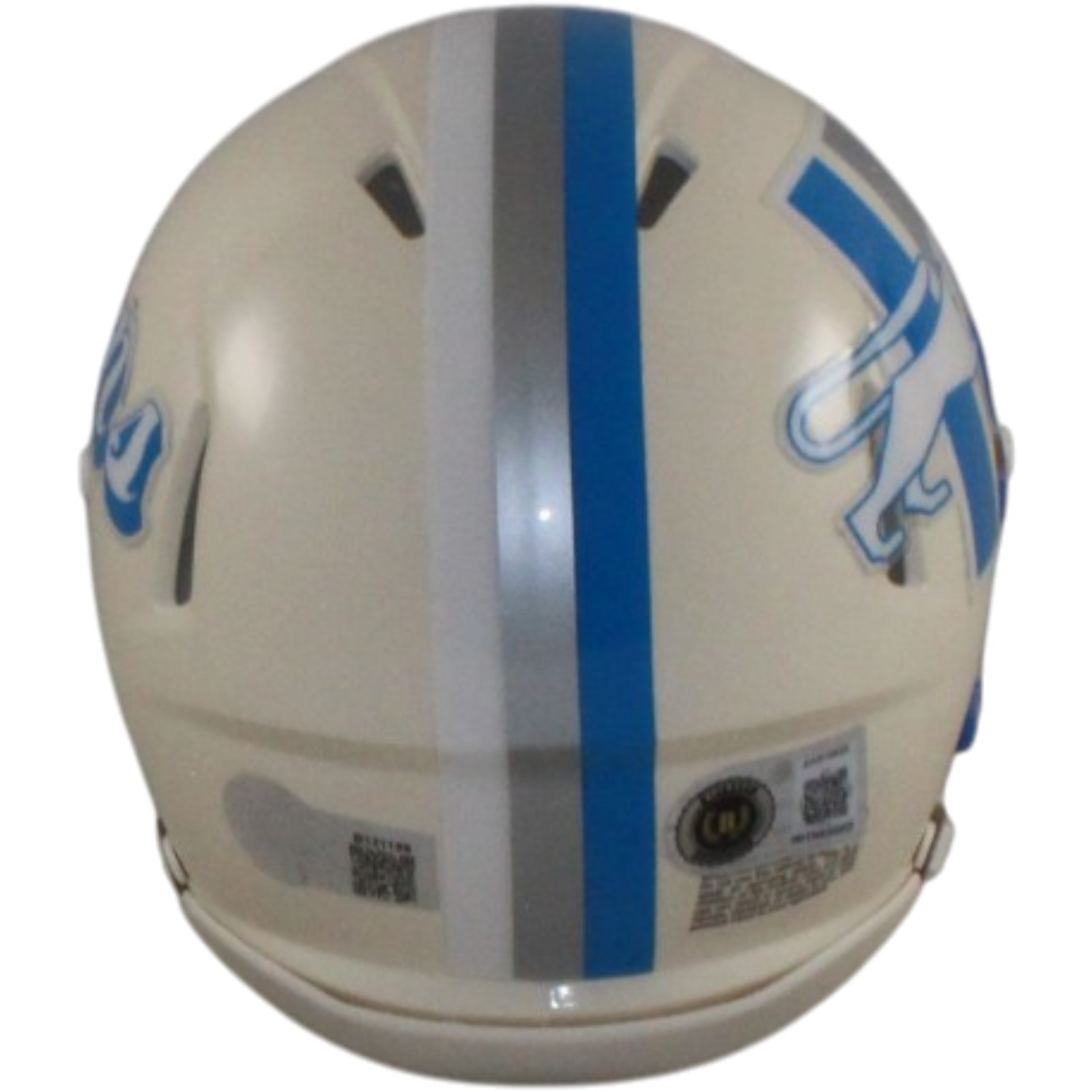 Barry Sanders Autographed Detroit Lions Retro Mini Helmet Beckett Witness 57163 3 Barry Sanders Autographed Detroit Lions Retro Mini Helmet Beckett Witness 57163