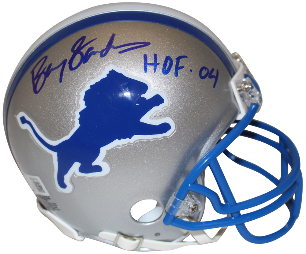 Barry Sanders Signed Detroit Lions VSR4 83-02 Mini Helmet HOF Beckett
