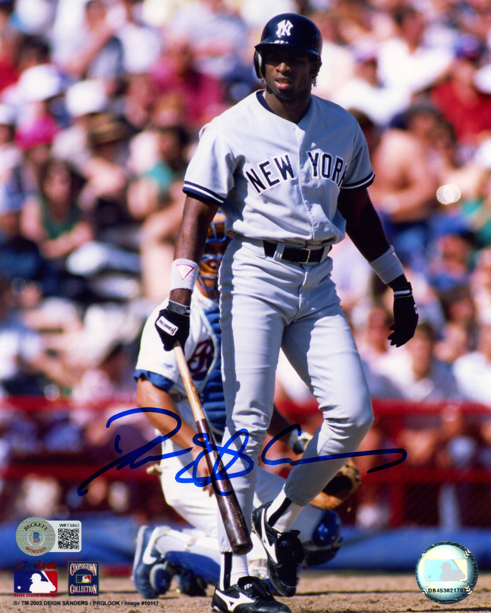 Deion Sanders Autographed/Signed New York Yankees 8x10 Photo Beckett