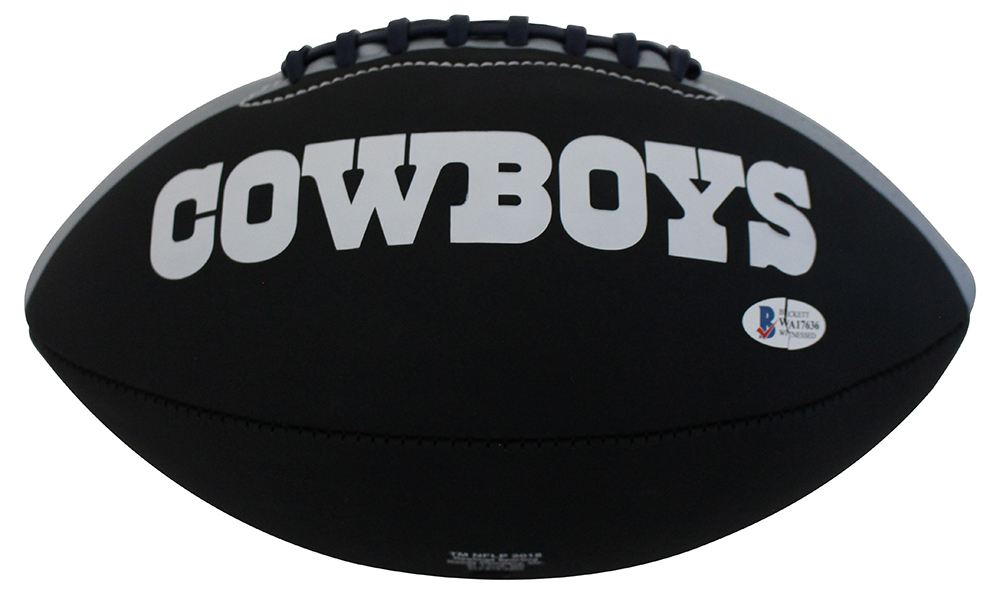 Deion Sanders Autographed/Signed Dallas Cowboys Black Logo Football BAS