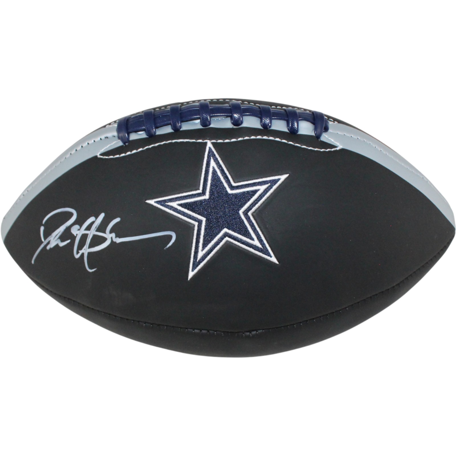 Deion Sanders Autographed Dallas Cowboys Black Logo Football Beckett WIT 53347