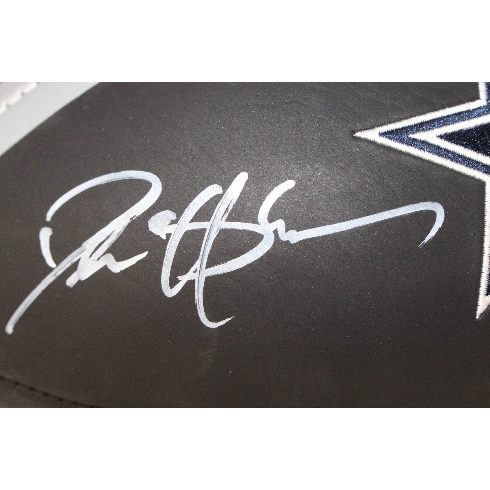 Deion Sanders Autographed Dallas Cowboys Black Logo Football Beckett WIT 53347