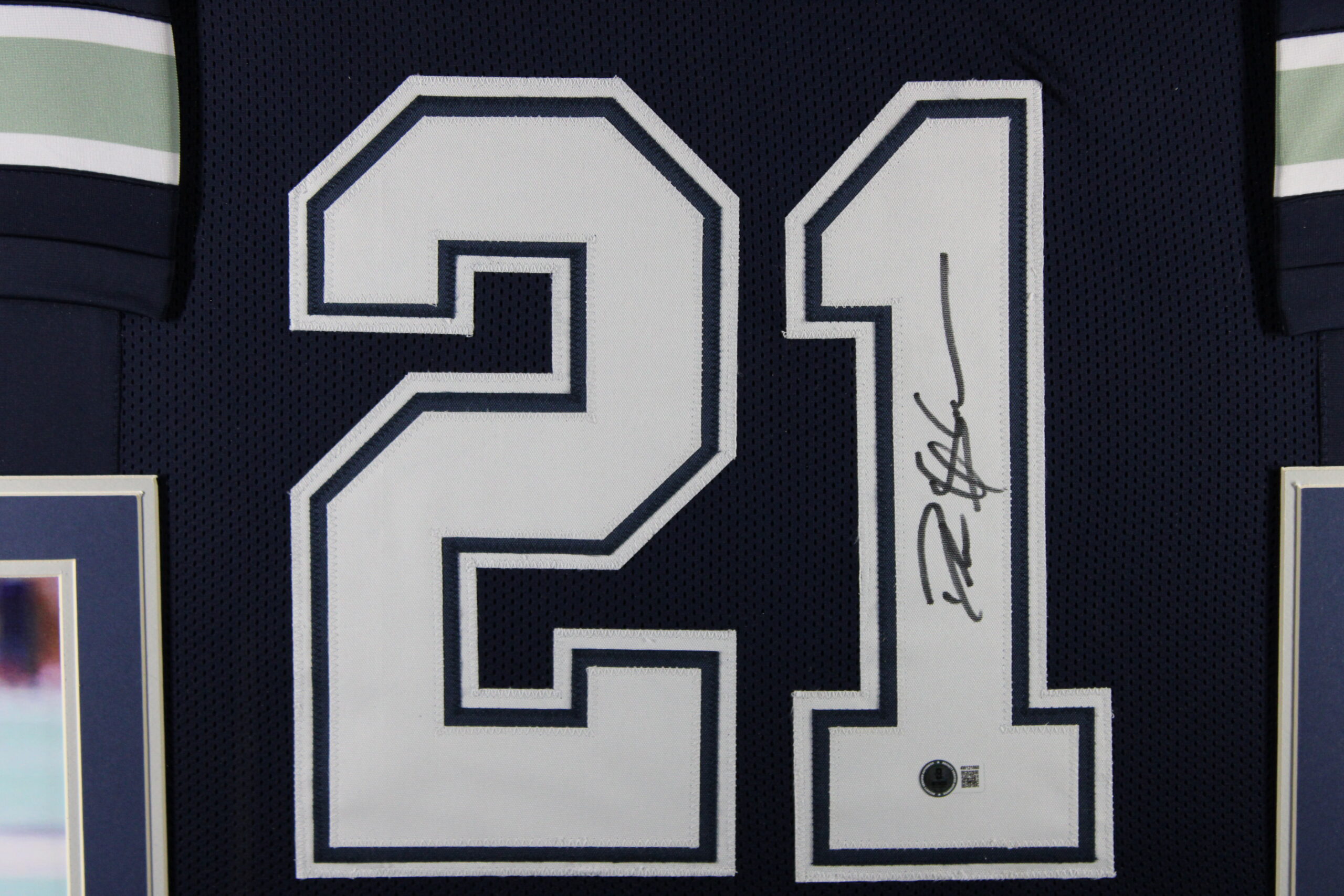 Deion Sanders Autographed Pro Style Sz XL Blue Framed Jersey 35x43 Beckett 57309 2 Deion Sanders Autographed Pro Style Sz XL Blue Framed Jersey 35x43 Beckett 57309