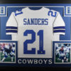 Deion Sanders Autographed/Signed Pro Style Framed White XL Jersey BAS