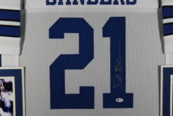 Deion Sanders Autographed/Signed Pro Style White Framed Jersey BAS 44599
