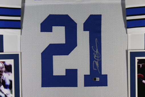 Deion Sanders Autographed/Signed Pro Style White XL Framed Jersey Beckett 51237