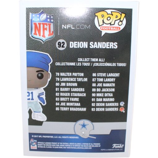 Deion Sanders Autographed Dallas Cowboys Funk Pop! #92 Beckett Witness 51743