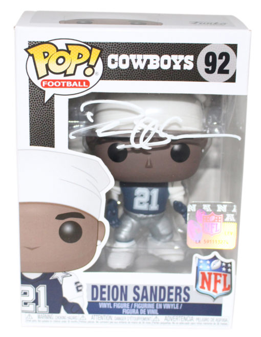 Deion Sanders Autographed/Signed Dallas Cowboys NFL Funko Pop #92 BAS 25072