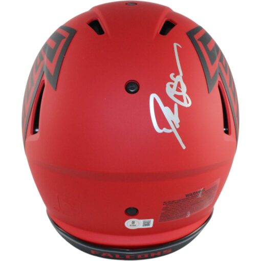 Deion Sanders Autographed Atlanta Falcons Pro Rave Helmet Beckett Witness 51720