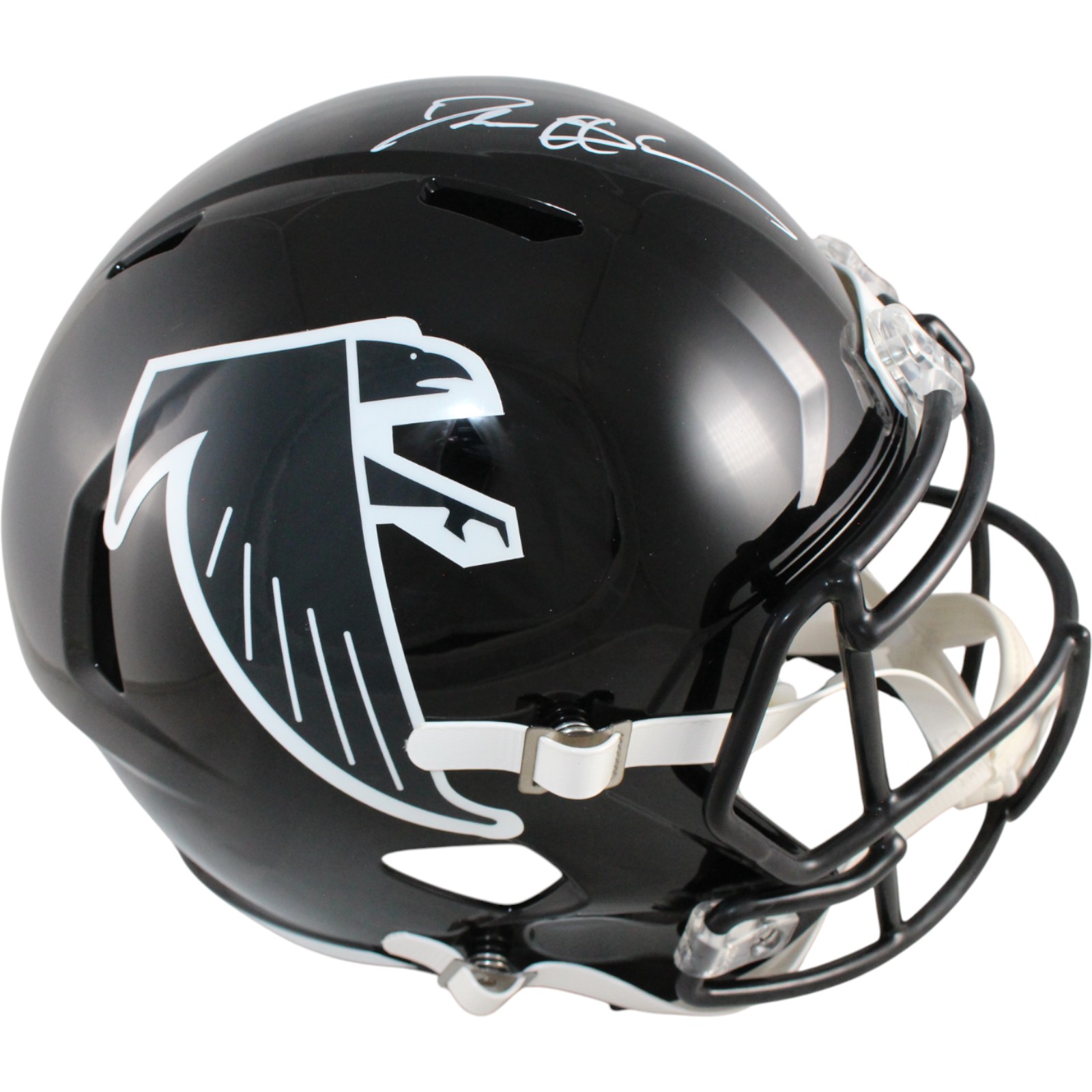 Deion Sanders Autographed Atlanta Falcons F/S TB Helmet Beckett Witness 51730