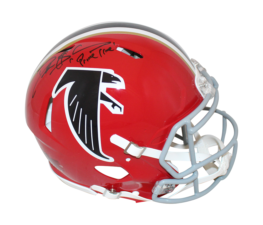 Deion Sanders Signed Atlanta Falcons Authentic 66-69 Speed Helmet BAS 32086