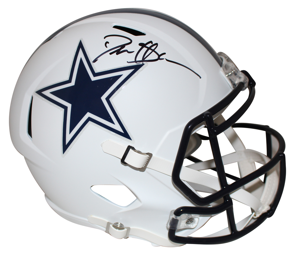 Deion Sanders Autographed Dallas Cowboys Flat White Replica Helmet BAS 27442