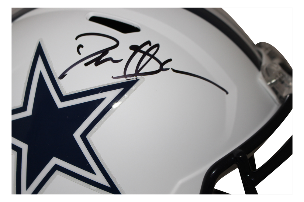 Deion Sanders Autographed Dallas Cowboys Flat White Replica Helmet BAS 27442
