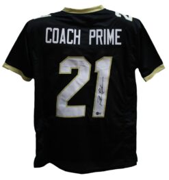 Deion Sanders Autographed/Signed College Style Black XL Jersey Beckett