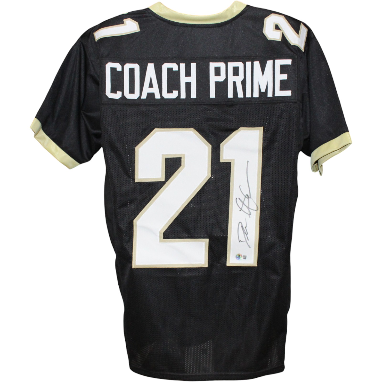 Deion Sanders Autographed/Signed College Style XL Black Jersey Beckett W 53323 1 Deion Sanders Autographed/Signed College Style XL Black Jersey Beckett W 53323