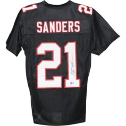 Deion Sanders Autographed/Signed Pro Style XL Black Jersey Beckett W 53318