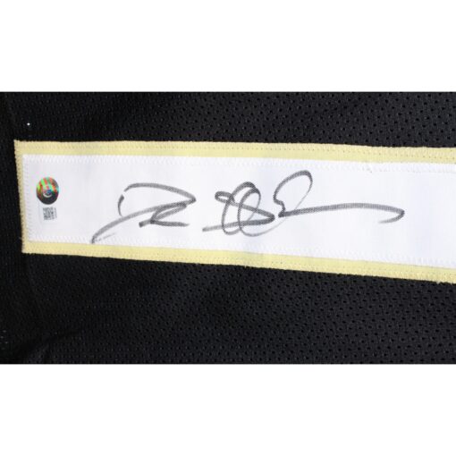 Deion Sanders Autographed/Signed College Style Black Stat Jersey Beckett 42775