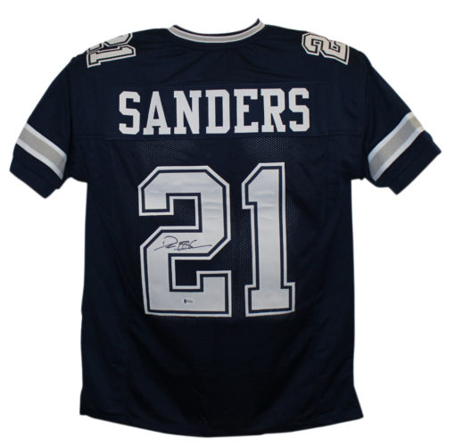 Deion Sanders Autographed/Signed Dallas Cowboys Blue XL Jersey BAS 25064