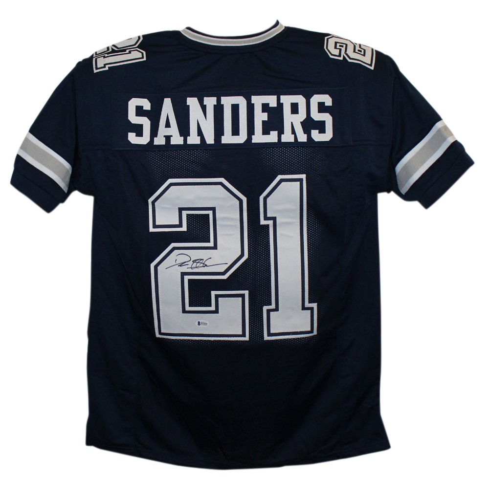 Deion Sanders Autographed/Signed Dallas Cowboys Blue XL Jersey BAS ...