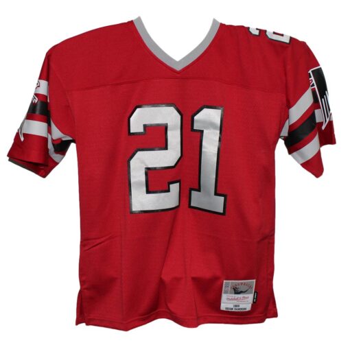 Deion Sanders Signed Atlanta Falcons Mitchell & Ness Red Legacy Jersey BAS