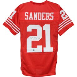 Deion Sanders Autographed/Signed Pro Style XL Red Jersey Beckett Witness 53325