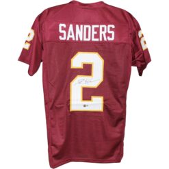 Deion Sanders Autographed/Signed College Style XL Red Jersey Beckett W 53319