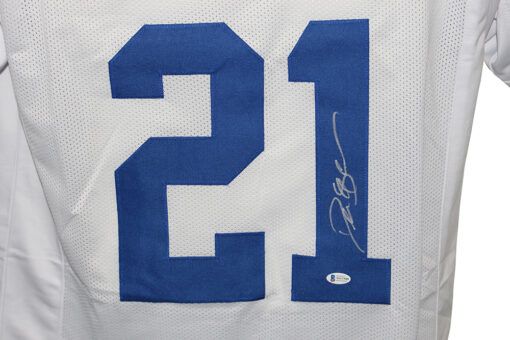 Deion Sanders Autographed/Signed Pro Style White Jersey Beckett 30676