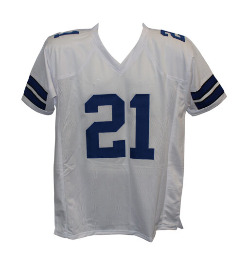 Deion Sanders Autographed/Signed Pro Style White Jersey Beckett 30676