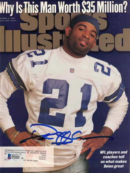 Deion Sanders Autographed Dallas Cowboys Sports Illustrated 10/9/95 BAS 25073
