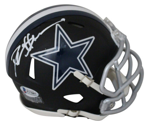 Deion Sanders Autographed Dallas Cowboys Black Matte Mini Helmet BAS 25973