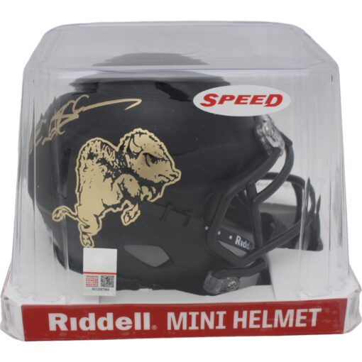 Deion Sanders Signed Colorado Buffaloes Black Chrome Mini Helmet BAS 45415