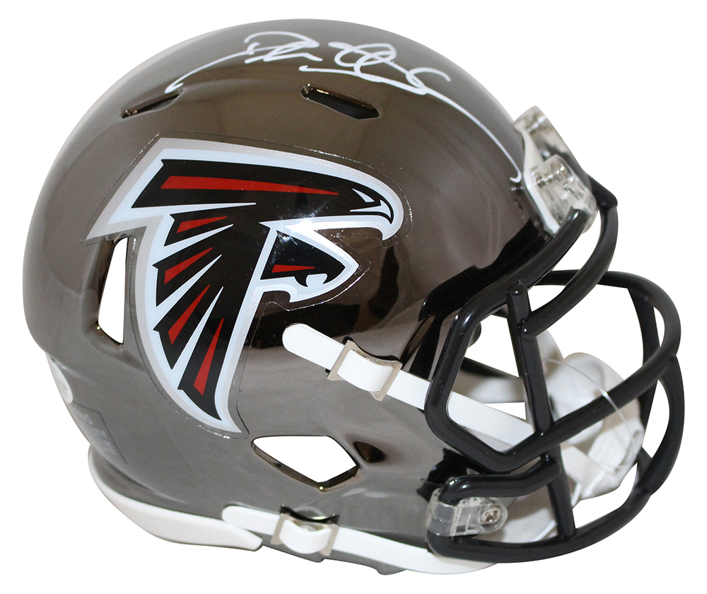 Deion Sanders Autographed/Signed Atlanta Falcons Chrome Mini Helmet BAS 28225