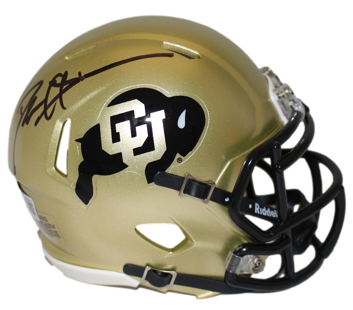 Deion Sanders Signed Colorado Buffaloes Gold Speed Mini Helmet Beckett