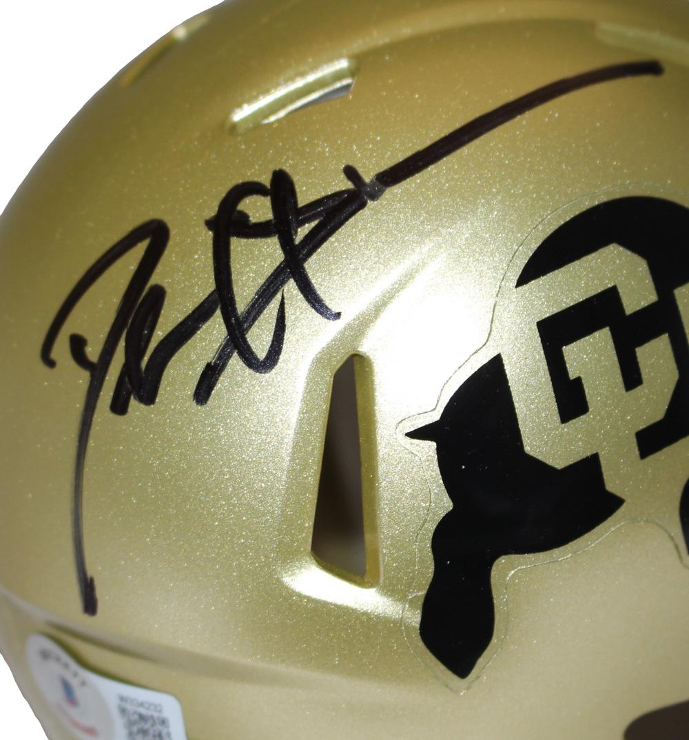 Deion Sanders Signed Colorado Buffaloes Gold Speed Mini Helmet Beckett