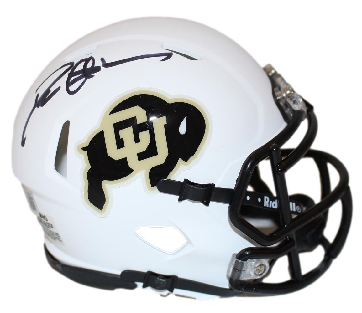Deion Sanders Signed Colorado Buffaloes White Speed Mini Helmet BAS