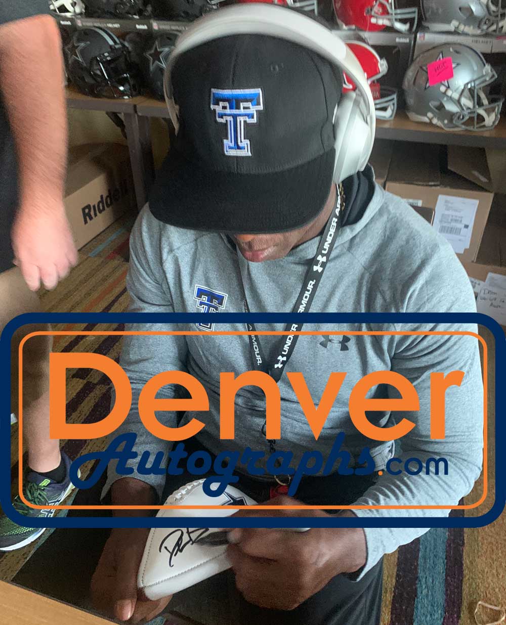Deion Sanders Autographed/Signed Dallas Cowboys Logo Football BAS 29986