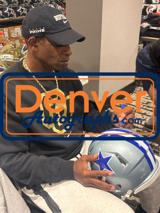 Deion Sanders Autographed Dallas Cowboys Pro TB Helmet Beckett Witness 51744