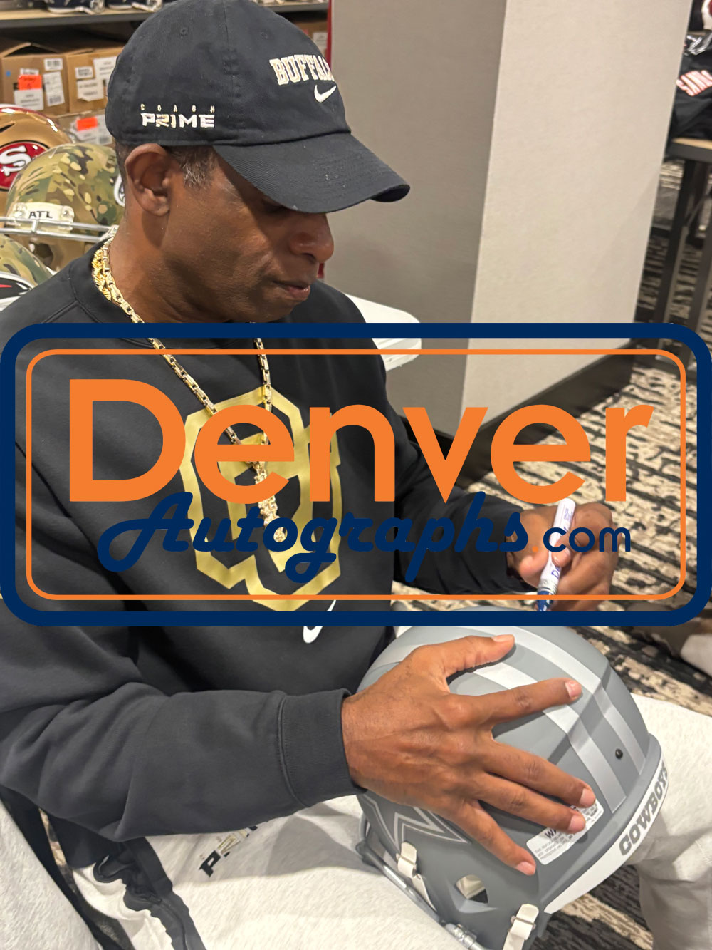 Deion Sanders Autographed Dallas Cowboys F/S Slate Helmet Beckett Witness 51747 6 Deion Sanders Autographed Dallas Cowboys F/S Slate Helmet Beckett Witness 51747