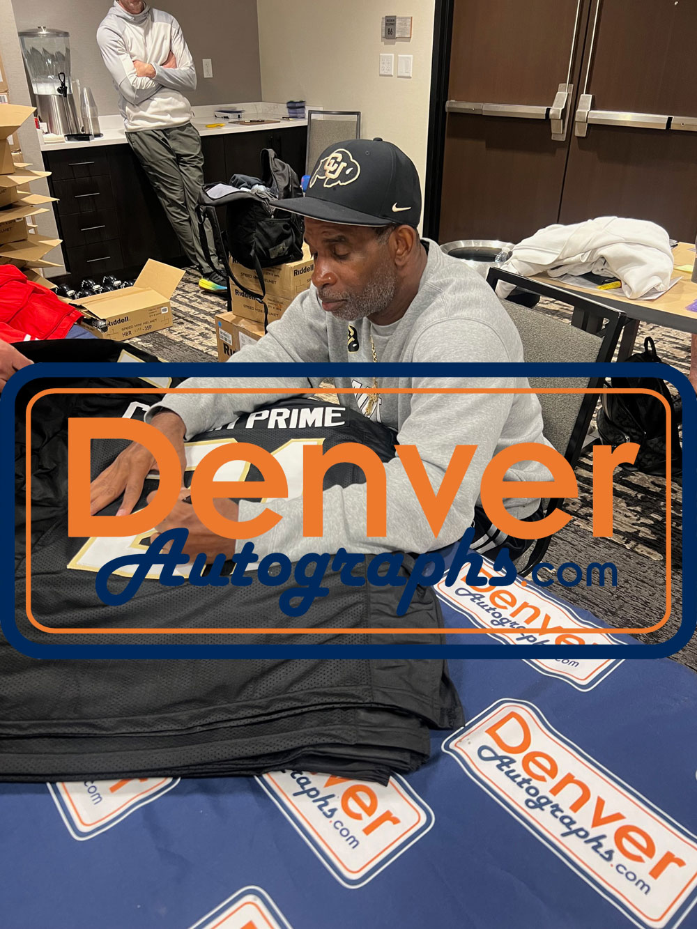 Deion Sanders Autographed/Signed College Style XL Black Jersey Beckett W 53323 5 Deion Sanders Autographed/Signed College Style XL Black Jersey Beckett W 53323