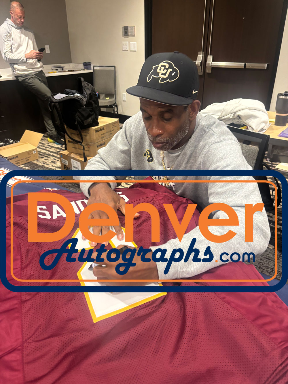 Deion Sanders Autographed/Signed College Style XL Red Jersey Beckett W 53319 5 Deion Sanders Autographed/Signed College Style XL Red Jersey Beckett W 53319