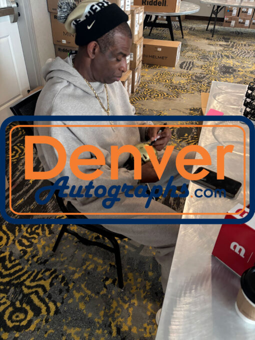 Deion Sanders Autographed Colorado Buffaloes Gold Mini Helmet Beckett 49655